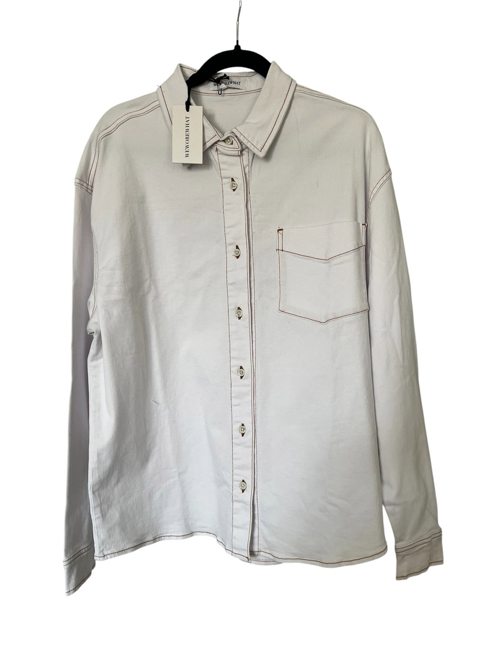 WeWoreWhat Button Down White Denim Cotton Shirt Sz M/L NWT